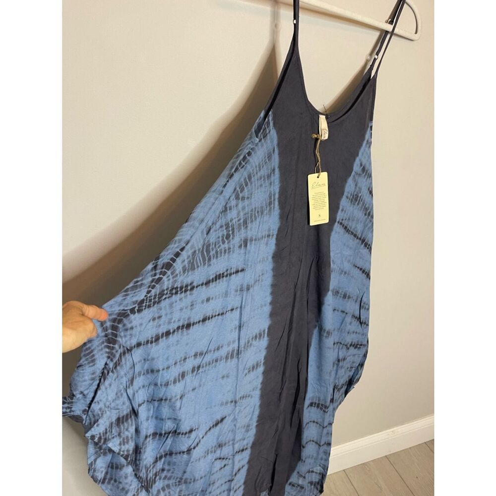 Elan Tie Dye Maxi Dress Handkerchief Hem Boho Draped Adjustable Straps NWT - Picture 8 of 8